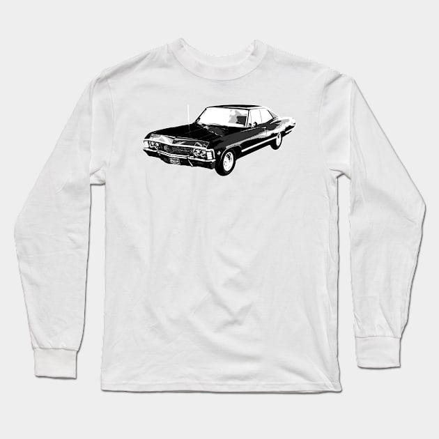 1967 Chevrolet Impala Black Long Sleeve T-Shirt by Worldengine